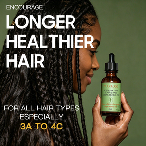 Olio per la Crescita dei Capelli al Rosmarino e Menta con Etichetta Privata, Biotina, Oli di Ricino e Jojoba, Vitamina E per Riparare e Nutrire il Cuoio Capelluto Secco - Capelli Ricci - Product Image 2