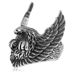yunnique Eagle <b>Titanium</b> Steel <b>Ring</b> Silver Men's Fashion Jewelry Animal Zodiac Design Gift - Product Image 3