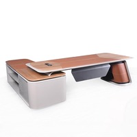 Tables de direction en cuir de luxe, mobilier de bureau en bois, grand bureau de travail pour patron