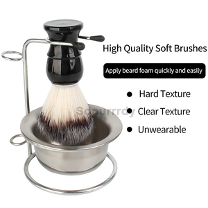 Brosse à barbe personnalisée avec logo, manche ABS noir, brosse à mousse, brosse à franges, brosse à raser pour hommes, rasoirs, brosse à cheveux, brosse à barbe, brosse faciale - Product Image 5