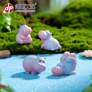 Figuras de hipopótamo pequeñas de Dp Craft, decoración de animales de dibujos animados de resina, adorno de escritorio para decoración de habitación de niños - Product Image 2