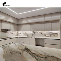 Dalle de marbre massif naturel haut de gamme Tostone Calacatta Gold, polie, pour meuble-lavabo de salle de bain de villa résidentielle moderne et plan de travail de cuisine