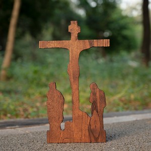 Statue de la Scène de la Crucifixion de Jésus, Décoration du Calvaire en Bois Sculpté à la Main, 14 Stations du Chemin de Croix, Sculpture Chrétienne Religieuse - Product Image 2