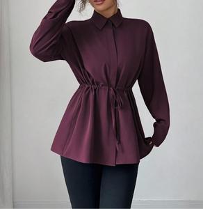 Chemise ajustée à manches longues pour femme, couleur unie, nouveau style, décontractée, élégante, pour le bureau, tendance - Product Image 6