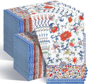 Wegwerp Feest Bloemen Diner Cocktail Custom Met Logo Bruiloft Servetten Bedrukt Papieren Servet - Product Image 3