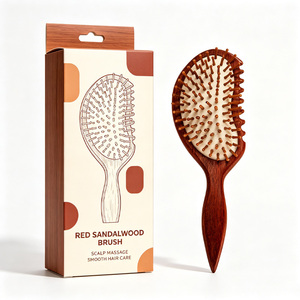 Brosse à cheveux en bois de santal rouge, grande brosse à massage du cuir chevelu, manche en bois, soin des cheveux lisses - Product Image 1