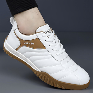 Mheicdy Men Round Toe White Synthetic <b>Leather</b> <b>Sneakers</b> Spring Anti Slip Rubber Outsole EVA Midsole Outdoor Hiking Shoes - Product Image 1