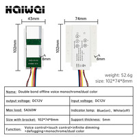 Interrupteur tactile à capteur vocal pour miroir avec commande par induction, éclairage LED 60W, deux boutons, langue anglaise, DC12V