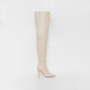 JB004 <span class=keywords><strong>Stivali</strong></span> Sopra il <span class=keywords><strong>Ginocchio</strong></span> da <span class=keywords><strong>Donna</strong></span> alla Moda con Tacco Alto Arricciati per l'Inverno - Product Image 3