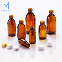 Bouteille en verre ambré pour boissons médicales et sirops avec bouchon à vis, disponible en 30 ml, 60 ml, 100 ml, 125 ml, 150 ml, 200 ml, 250 ml, 300 ml, 500 ml