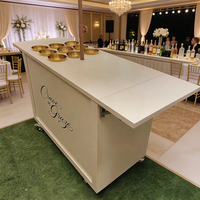 Bar à nourriture mobile en bois de luxe, marque personnalisée, parasol à franges, durable, mariages en plein air, événements festifs, restauration d'entreprise