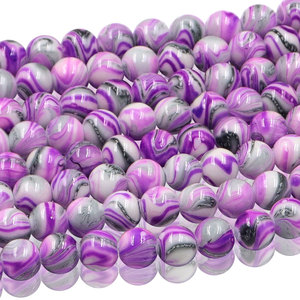 Cuentas de Vidrio de 8mm y 10mm, Color Rosa y Morado, Cuentas Redondas Sueltas <span class=keywords><strong>para</strong></span> Hacer Pulseras, Collares y Joyería Boho de Verano - Product Image 2