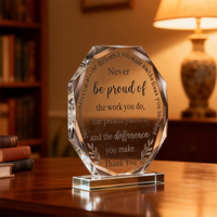 Trophée octogonal en acrylique personnalisé pour la reconnaissance des employés, idéal pour les événements d'entreprise et la reconnaissance des bénévoles
