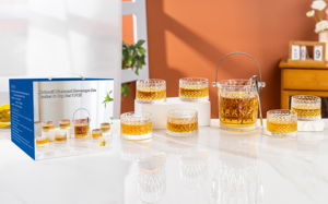 Ensemble de 7 pièces <span class=keywords><strong>XO</strong></span> Ice Bucket, design classique, verre sodocalcique, portable, durable, capacité de 1000 ml, verre à whisky, pince à glaçons, pour bar et fêtes - Product Image 5