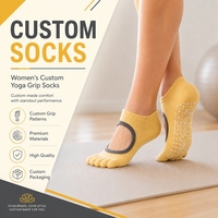 Chaussettes de yoga Pilates personnalisées à cinq doigts, coupe basse, antidérapantes, respirantes, séchage rapide, avec logo OEM pour femme