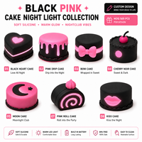 Lampu Tidur Silikon Lembut Bentuk Kue dengan Logo Kustom, Dapat Diisi Ulang, Warna Hitam Pink, Dekorasi Bar, Hadiah, dari Produsen Waker Berpengalaman 20+ Tahun