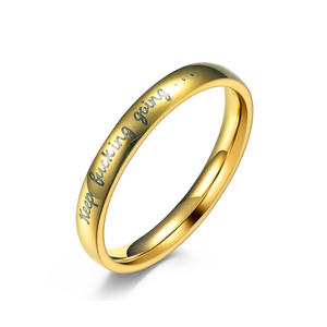 Men's Engraved Titanium Steel <b>Ring</b> Gold Color Letter Design Fashion Jewelry Gift Occasion - Product Image 1