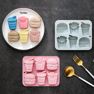 <span class=keywords><strong>Molde</strong></span> de Silicona para Pasteles de Halloween, <span class=keywords><strong>Molde</strong></span> para Hornear, 6 en 1, Forma de Hamburguesa y Papas Fritas, para Jabón Hecho a Mano, Gelatina, Resina Epoxi - Product Image 1