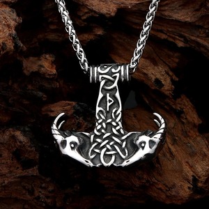 Collar con colgante de ancla vikinga yunnique, de acero inoxidable, con diseño temático para hombre, cadena de 60 cm, regalo - Product Image 2