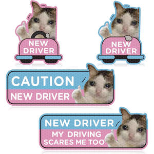 Calcomanías Magnéticas Personalizadas con Emojis de Gato Reflectantes y Diseño de Panal para Carrocería de Automóviles, para Conductores Principiantes - Product Image 4