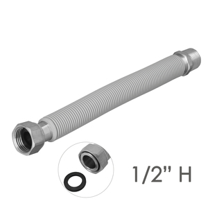 Tubo di Estensione per Acqua in Acciaio Inossidabile Corrugato Lunghezza da 22,5 a 30 cm. Raccordi da 1/2 pollice - Product Image 4