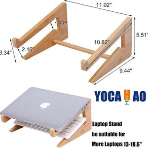 Support triangulaire en bambou pour ordinateur portable, rehausseur d'ordinateur de bureau, support de dissipation thermique en <span class=keywords><strong>bois</strong></span> massif - Product Image 3