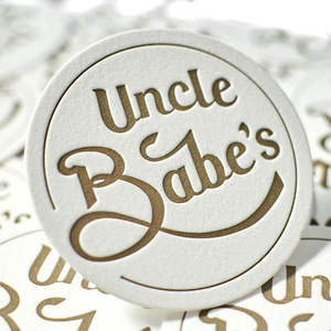 Customizable Coaster with Letterpress Printing Embossed and Debossed Logo Absorbent Specialty Paper for Tea & Coffee Shops