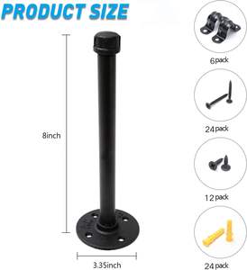 Supports d'étagère pour tuyaux industriels Support d'étagère Supports d'étagères muraux rustiques pour étagère flottante en bois - Product Image 3