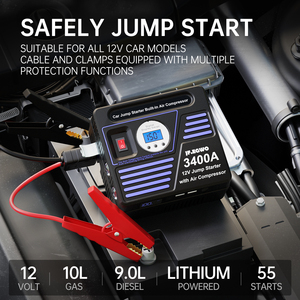 Gonfleur de pneu électrique portable 12 <span class=keywords><strong>volts</strong></span> avec lumière LED 24000mah et 150 PSI pour voiture et moto - Product Image 2
