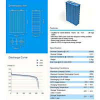 Cellule de batterie LiFePO4 200Ah 3.2V avec coque en plastique ignifuge et fentes de ventilation, 2000 cycles pour stockage d'énergie solaire HESS