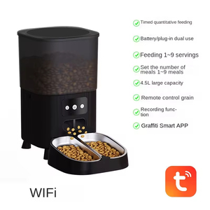 Comedouro Automático Inteligente para Animais de Estimação de Grande Capacidade 4.5L, Ecológico, Durável, Tigelas de Plástico para Cães, APP, Voz, Recarregável, Impermeável - Product Image 4