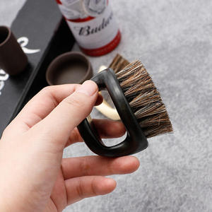 Pinceau à raser pour homme avec logo personnalisé, poils de sanglier doux et crins de cheval, pour le nettoyage du visage et la barbe, avec poignée ergonomique pour barbier - Product Image 4