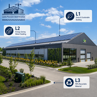 Bâtiment d'entrepôt préfabriqué en acier, atelier métallique modulaire avec structure en poutres en H, plans de construction d'usine en acier résistant au feu