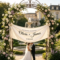 Bannière de bienvenue personnalisée pour mariage, bannière en tissu de lin sur mesure avec ruban pour cérémonie en extérieur, réception de mariage, décoration de fête