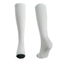 Chaussettes de compression de course vierges à sublimation en polyester blanc, chaussette de pantalon de compression 12-14 Mmhg pour femmes