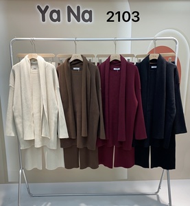 Maglia a coste in Cashmere 3 pezzi maglione da donna oversize pantaloni larghi sciarpa abbigliamento donna inverno caldo - Product Image 6