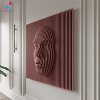 Décoration de salon, art mural en bois découpé au laser, grand art mural en bois gravé, art mural paramétrique en bois