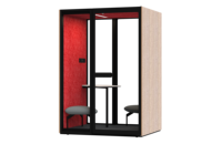 Cabine de bureau insonorisée en bois moderne Comine M pour 3-4 personnes, cabine de réunion privée avec panneau acoustique PET pour immeuble de bureaux, entrepôt
