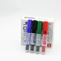 Marqueurs effaçables à sec écologiques et rechargeables, faible odeur, stylo pour tableau blanc effaçable, lot de 4 couleurs avec pointe moyenne pour l'éducation