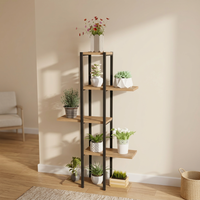 Rak Bunga Modern 5 Tingkat ARD GLOBAL, Rak Organizer Dekoratif, Rak Tahan Lama dari Chipboard dan Logam, Ramah Lingkungan, Dekorasi Rumah Dalam Ruangan