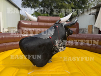 EASYFUN Peralatan Hiburan Rodeo Banteng Mekanik Tiup Mewah Berbahan Bulu Sapi Asli yang Dapat Disesuaikan untuk Pabrik Penyewaan