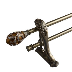 Oloman — Double tige en laiton poli pour rideaux, support mural pour rideaux, 28, 48 ", <span class=keywords><strong>3</strong></span>/4 - Product Image 1