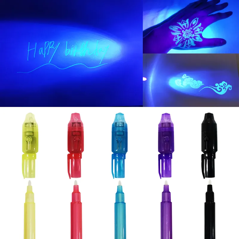 KHY 저렴한 도매 UV LED 라이트 매직 펜 보이지 않는 잉크 펜