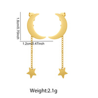 Boucles d'oreilles pendantes Novirassine étoile et lune en acier inoxydable plaqué or 18 carats pour femme, bijoux longs à pampilles motif céleste