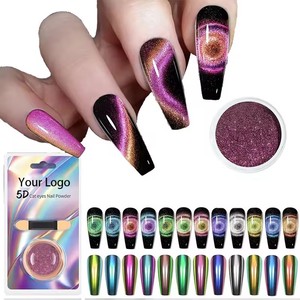 Nuovo 12 colori specchio camaleonte magnetico chiodo Aurora cromato polvere 5D occhio di gatto unghie pigmento in polvere - Product Image 1