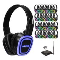 Headset dan Transmitter Silent Disco RF890, Mendukung XLR RCA AUX BT untuk Pesta Senyap, Headphone Warna RGB Vivid untuk Silent Disco