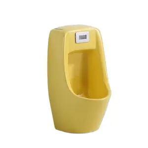 Urinario de cerámica de color amarillo compacto para niños, cuenco de inodoro montado en la pared para baño de niños masculinos, artículos sanitarios para niños, orinal de cerámica