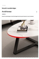 Table basse en ardoise de style italien, moderne, luxe léger, tendance, pour salon, petit appartement, forme ovale, mobilier pour maison de location