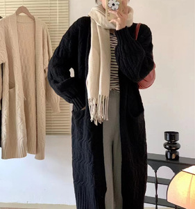 Pull <span class=keywords><strong>long</strong></span> en <span class=keywords><strong>tricot</strong></span> torsadé à col en V pour femmes, coupe ajustée, personnalisé - Product Image 4