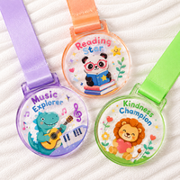 Médaille sportive personnalisée en acrylique transparent découpée au laser avec logo imprimé par sublimation, insert vierge pour médaille de récompense